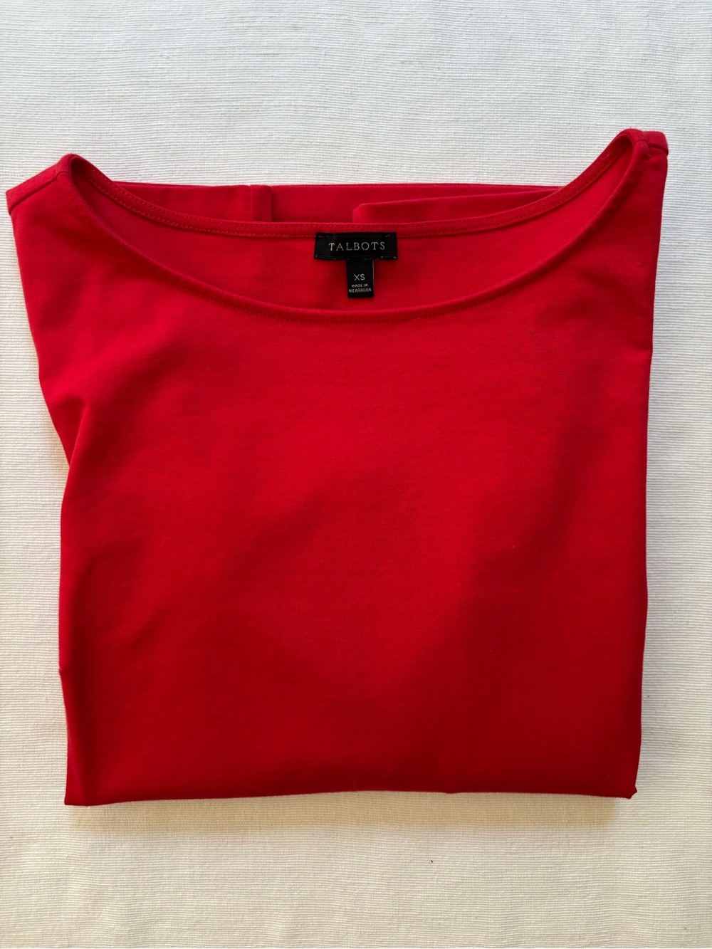 Talbots Red Boatneck 3/4 Long Sleeve Top